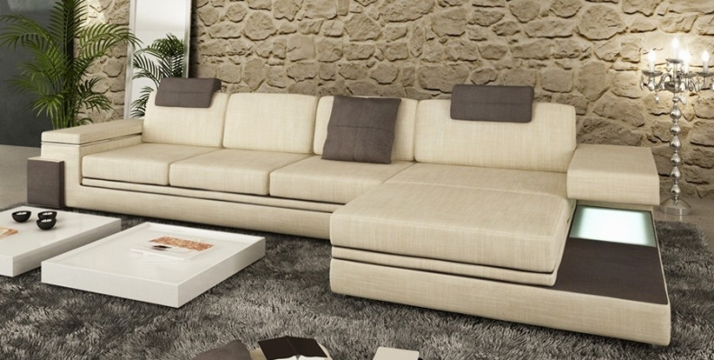 New upholstered corner sofa in leather sofa L-shape for the living room