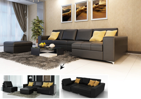 Leather sofa sofa couch USB living landscape corner sofa suite design modern new K5005