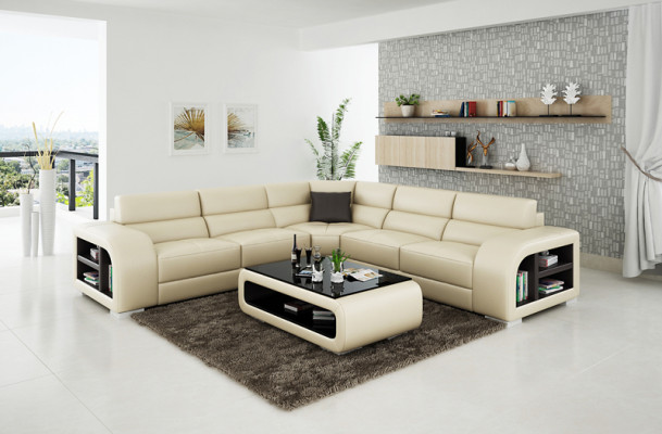 Leather sofa Couch Living landscape Corner sofa Corner Suite Design Sofa USB custom-made