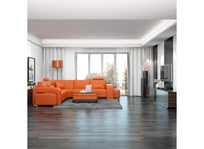 Leather sofa with USB Living landscape Corner sofa Eck Suite Design Modern Sofa F3017B