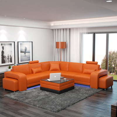 Leather sofa with USB Living landscape Corner sofa Eck Suite Design Modern Sofa F3017B