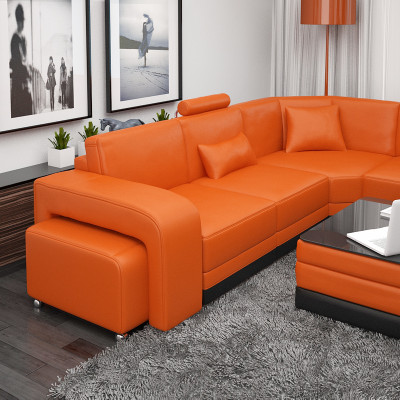 Leather sofa with USB Living landscape Corner sofa Eck Suite Design Modern Sofa F3017B