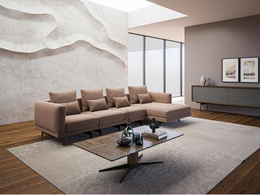 Beige Upholstered furniture Luxury Corner Suite Corner sofa L-shape Designer Furnishings