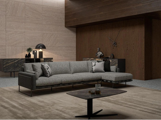 Textile Upholstered furniture Designer Corner sofa L-shape Luxury Coffee table Living room