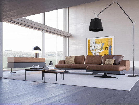 Living room Leather Corner sofa L-shape Upholstered furniture Modern Relax Sofa Couch