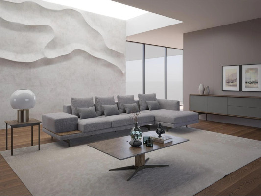 Corner sofa L-shape Gray Living room Designer Upholstered furniture Eck Furniture new