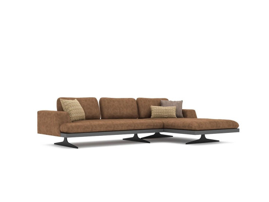 Corner sofa L-shape Relax Living room Brown Leather Sofa Upholstered furniture Corner Suite