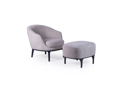 Living room Set 2-piece Armchair with Stool Designer Modern Upholstered furniture