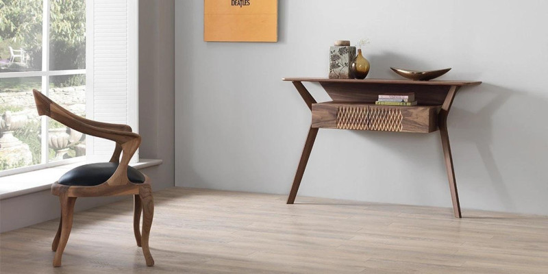Living room Luxury Console table Brown Wood Table Modern Design Console