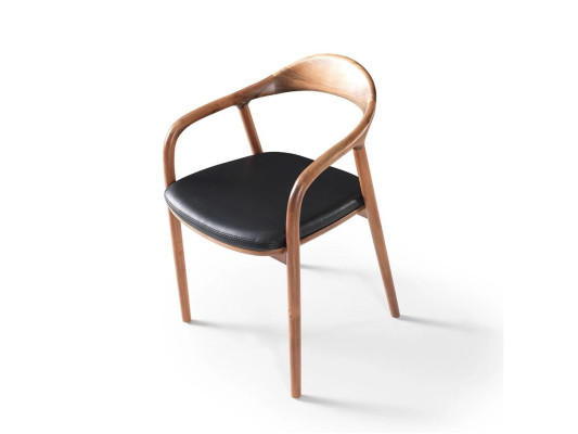 Designer Chair Wood Luxury Armchair Upholstery Chairs Dining room Leather