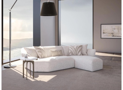 Designer Sofa Couch White Furnishings Living room Corner sofa L-shape Upholstered furniture