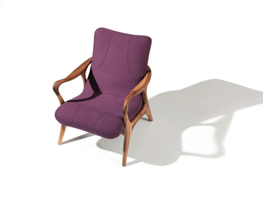 Design Seat Furniture Purple Armchair Couch Seat Living room Wood Modern Upholstery Textile