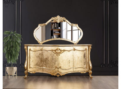 Sideboard Mirror Luxury Chest of drawers Suite Furniture Chests of drawers Sideboards Gold