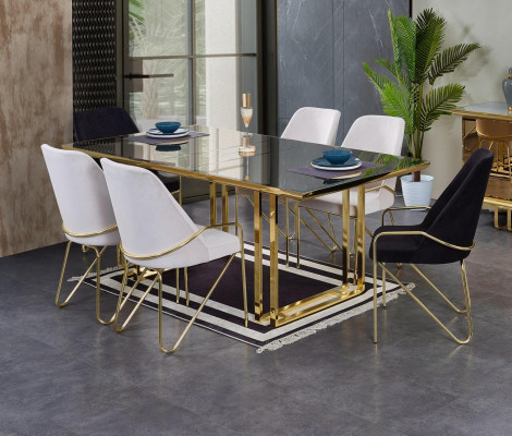 Upholstered chair in Bordeaux color in a luxurious stainless steel premium design