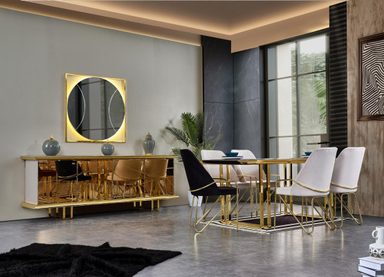 Upholstered chair in Bordeaux color in a luxurious stainless steel premium design