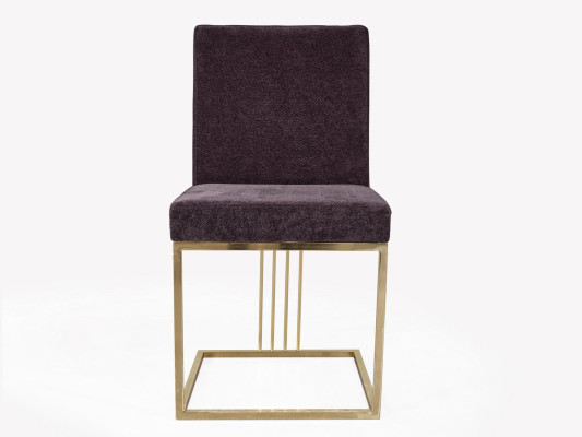 Bordeaux-colored upholstered chair without armrests in a luxurious stainless steel premium design