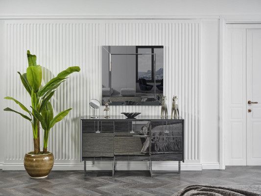Black Wooden Dresser Design 2-Piece Bedroom Set Mirror Sideboard new