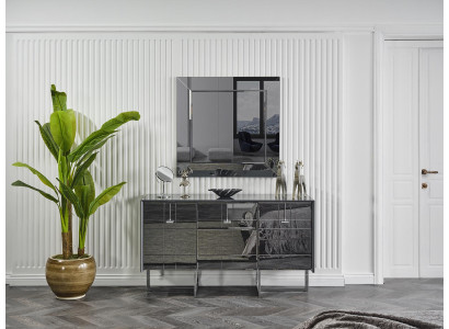 Black Wooden Dresser Design 2-Piece Bedroom Set Mirror Sideboard new