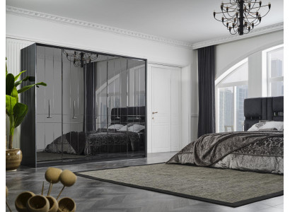 Luxury Wardrobe Glass Cabinet Loft Bedroom Cabinets Black Furniture