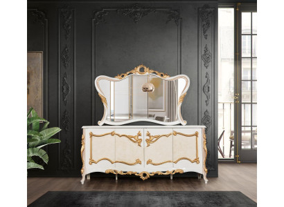 Sideboard with Mirror Suite Ess Baroque Chests of drawers Wood Chest of drawers Wood Wardrobe new