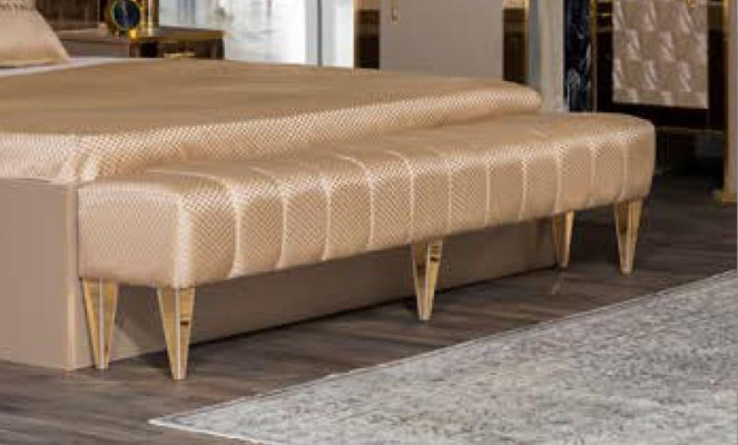 Bedroom furniture double bed with bedside tables walk-in wardrobe ottoman in exquisite premium design