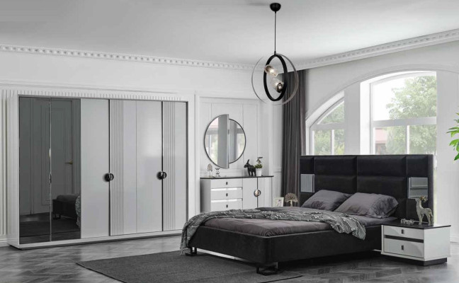 Sideboard Chests of drawers Set Italian Furniture 2pcs. Wardrobe Wood Chest of drawers with Mirror