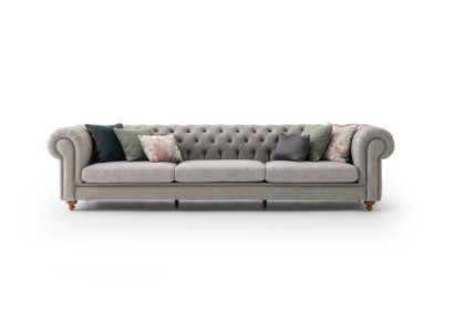 Chesterfield Design Gray Sofa Upholstery Textile Sofas Sofas 4-Seater new