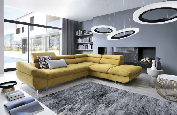 Corner Couch Sets L-shape Sofa Soft Upholstery Living Area Furniture Textile Yellow new