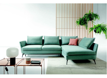 Living room Green Furniture Textile Sofas Corner sofa L-shape Couch Upholstered furniture