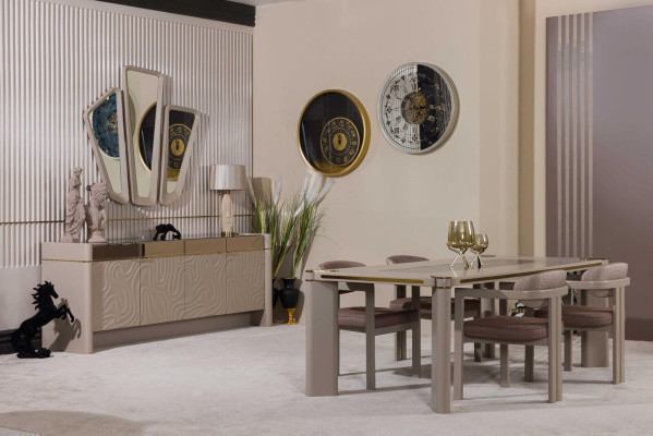 Luxury Dining room Set Dining table + 6x Chairs Sideboard with 3xSpiegel Dining set n