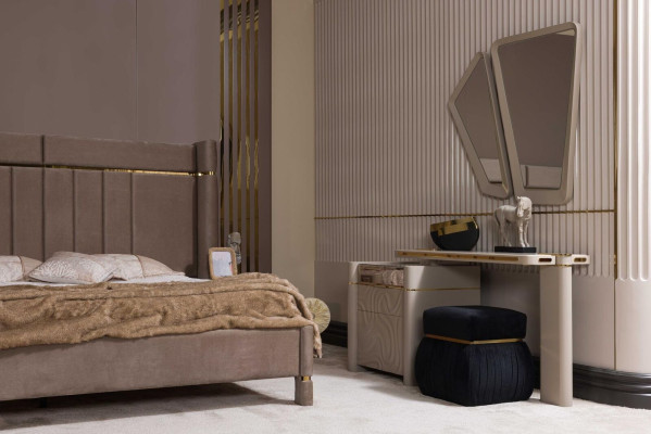 Bedroom Set Bed 2x Bedside table Wardrobe Dressing table with Mirror 5tlg new