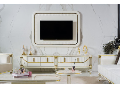 Luxury Wall unit TV-cabinet tv Frame Lowboard TV Stand White Living room Furniture new