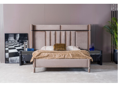 Luxury Bedroom Set Bed + 2x Bedside tables Wood Complete's Modern new