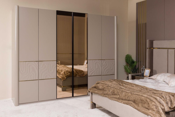 Wardrobe Wardrobe Luxury Bedroom Cabinets Furniture Taupe Wood