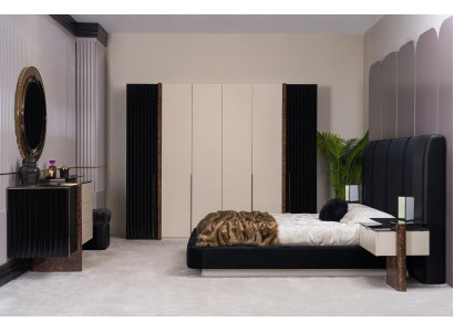 Bedroom Set Bed 2x Bedside tables Wardrobe Chest of drawers Design Furniture