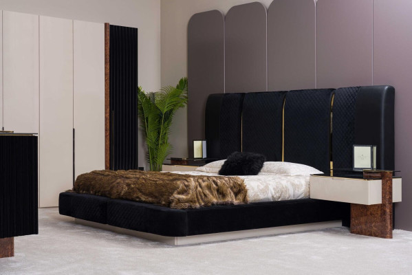 Bedroom Set Bed 2x Bedside tables Wardrobe Chest of drawers Design Furniture