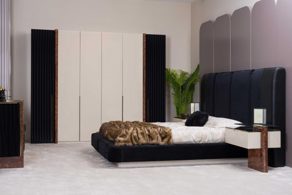 Bedroom Set Bed 2x Bedside tables Wardrobe Chest of drawers Design Furniture