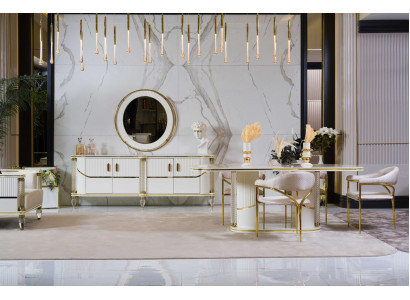 Luxury Dining room Set Dining table + 6x Chairs + Sideboard Dining set n Sideboard 8 pieces