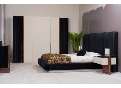 Luxury Bedroom Set Bed 2x Bedside tables + Wardrobe Wood Complete