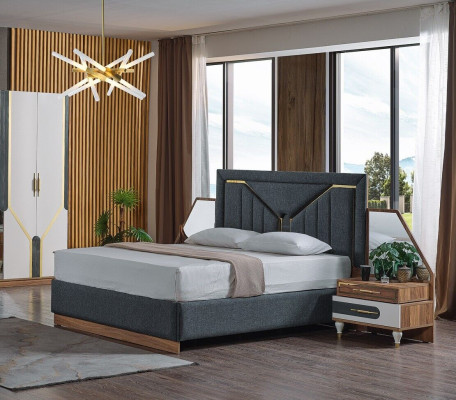 Luxury Bedroom Set Bed + 2x Bedside tables +Wardrobe Wood Complete's new Modern