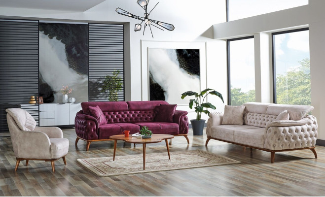 Sofa set 3+3+1 Seater Chesterfield Modern Style Suite Set 3pcs. Relax sofa