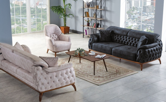 Sofa set 3+3+1 Seater Modern Relax Armchair Chesterfield Modern Style 3-piece new