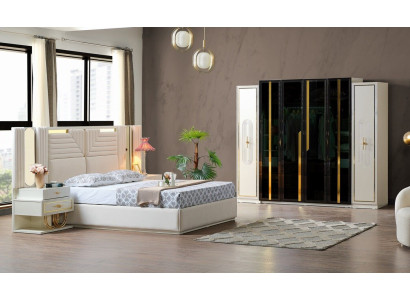 Modern Bedroom Set Bed + 2x Bedside tables + Wardrobe Design Furniture 4 pcs