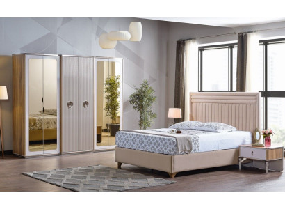 Modern Bedroom Set Bed 2x Bedside tables Wardrobe new Luxus