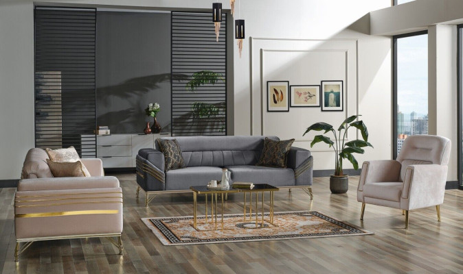 exclusive s Sofa set set 3+3+1 3-piece 2x Sofa Armchair Relax Luxurious set