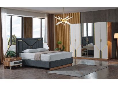Bedroom Set Bed + 2x Bedside tables + Wardrobe Design Furniture 4 pcs. new