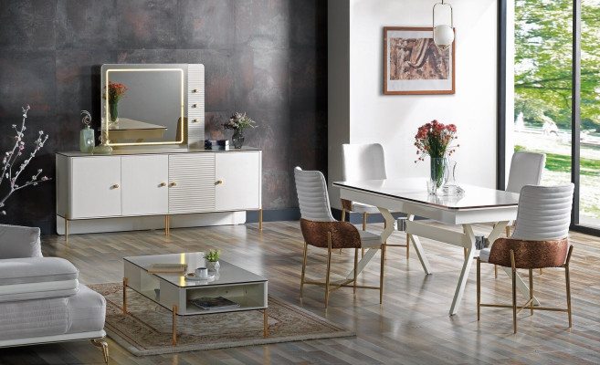 Dining room Set Suite Table 6x Chairs Design Modern Furniture Luxury Sideboard