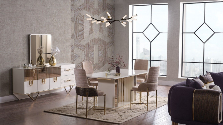 Design Dining room Complete Dining table + 6x Chairs +Sideboard Furniture wooden table new