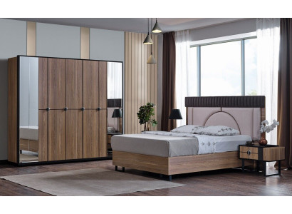 Luxury Bedroom Set 4 pcs. Bed 2x Bedside tables Wardrobe Wardrobe Wood