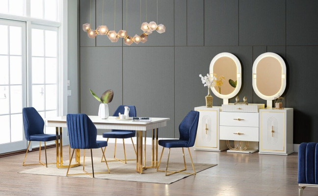 Luxurious Dining room Set Dining table + 6x Chairs + Sideboard Dining set n new 8 pieces